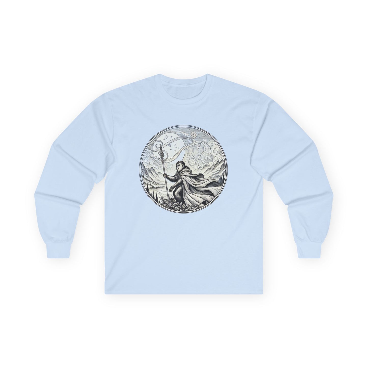 Long Sleeve Tee - Monkey Mage on a Hill Design