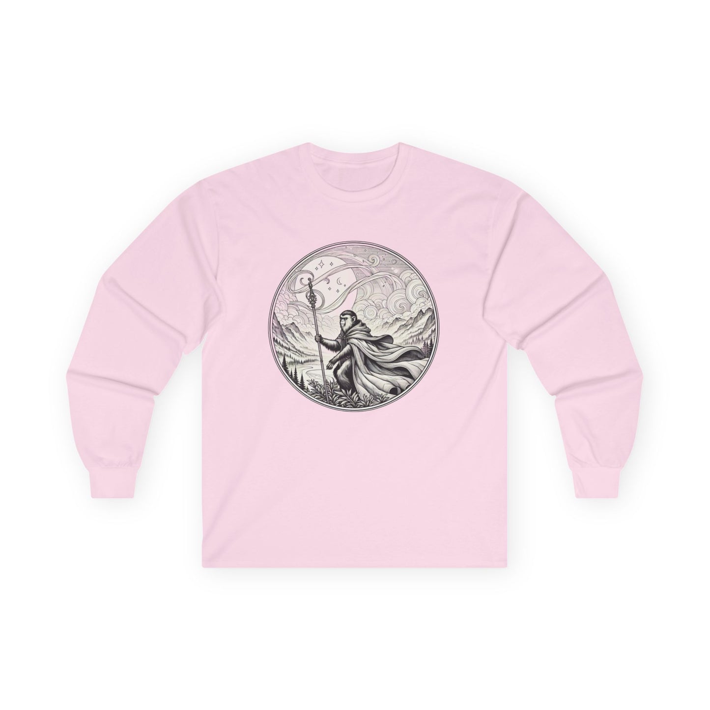 Long Sleeve Tee - Monkey Mage on a Hill Design