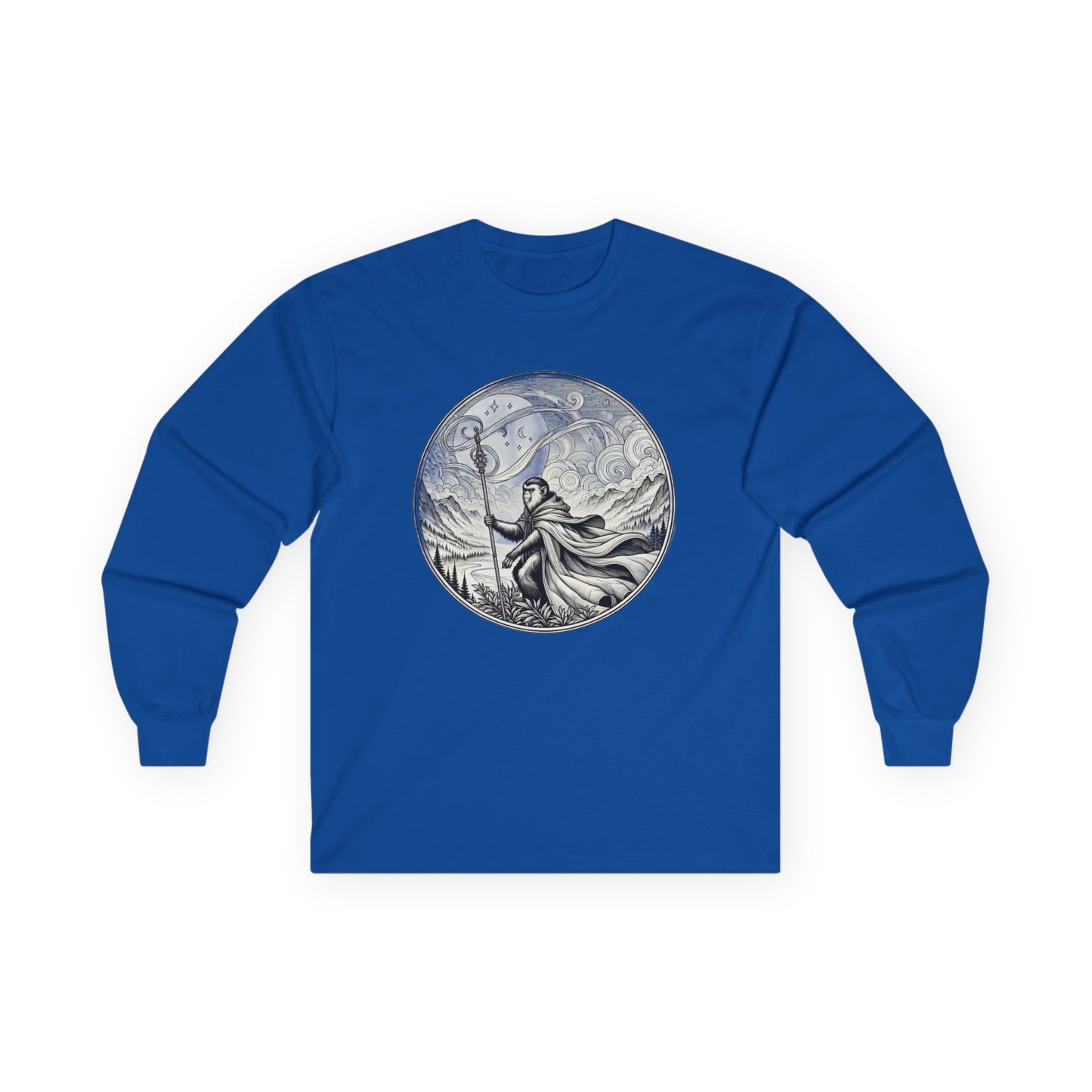 Long Sleeve Tee - Monkey Mage on a Hill Design